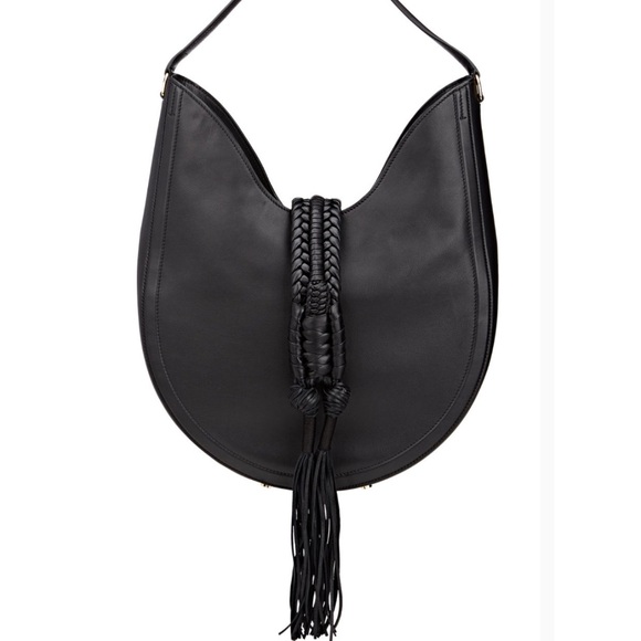 Altuzarra Black Hobo Bag with Braided Detail W/Tassel Ok Front Flap Closure. - Picture 1 of 1